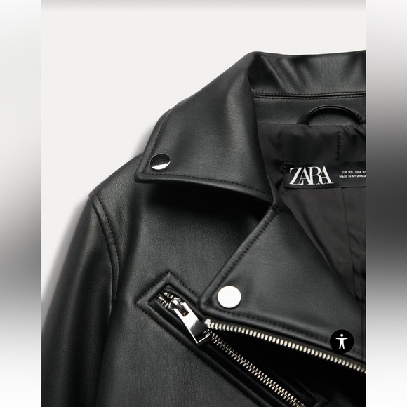 Zara Black Leather Jacket - Picture 3 of 6